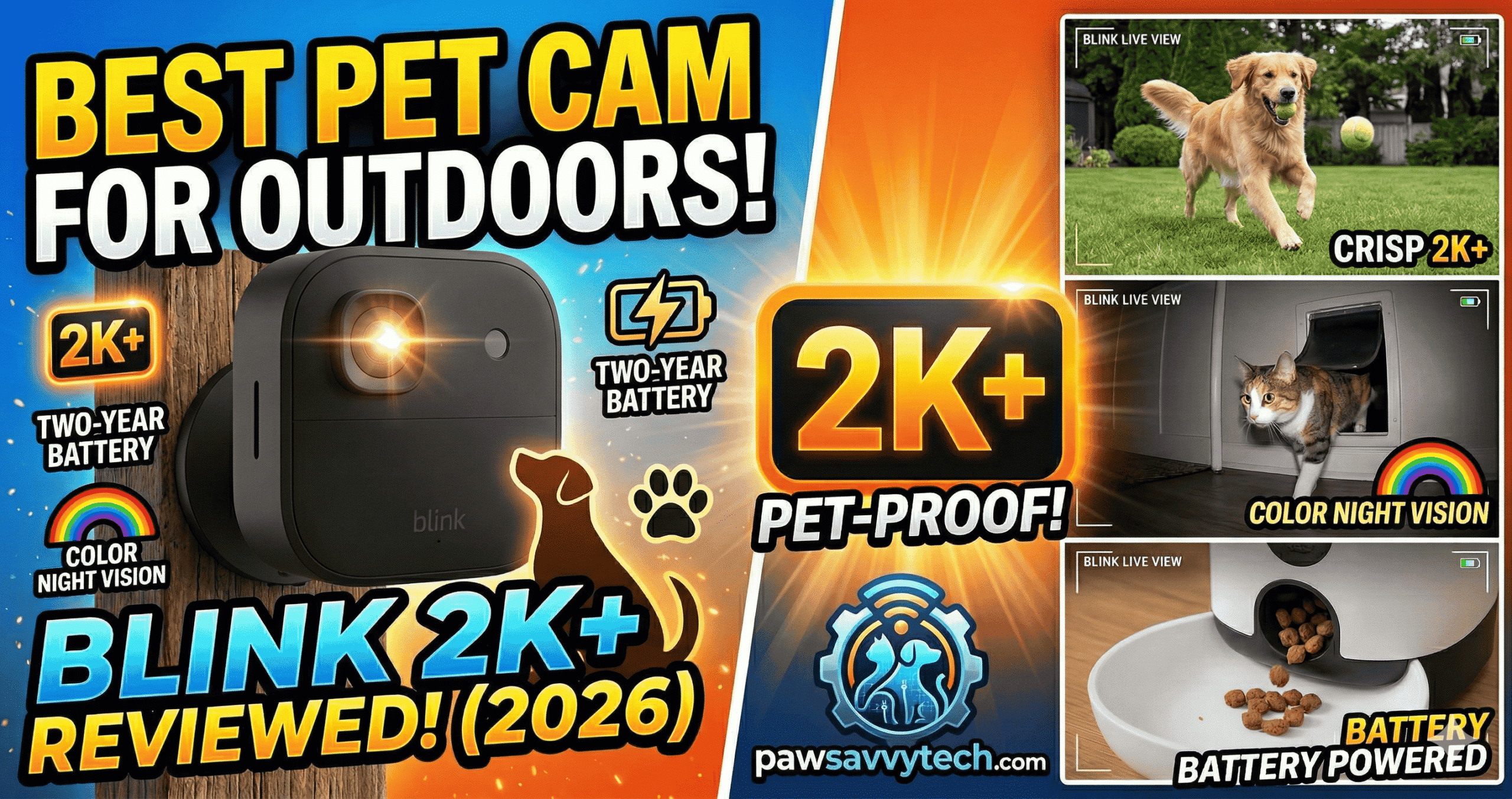 Blink Outdoor 2K+ Wireless Security Camera for Pets