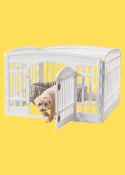 White IRIS USA 24" 4-Panel Pet Playpen for small and large puppies indoors