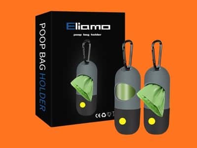 2 Pack Dog Poop Bag Dispenser with Built-in LED Flashlight