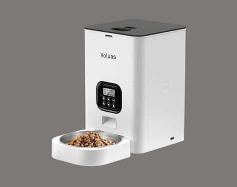 VOLUAS Automatic Cat Feeders - Timed Pet Feeder for Cats and Dogs with Dry Food Dispenser, Desiccant Bag, Programmable Portion Control, 4 Daily Meals, 10s Voice Recorder